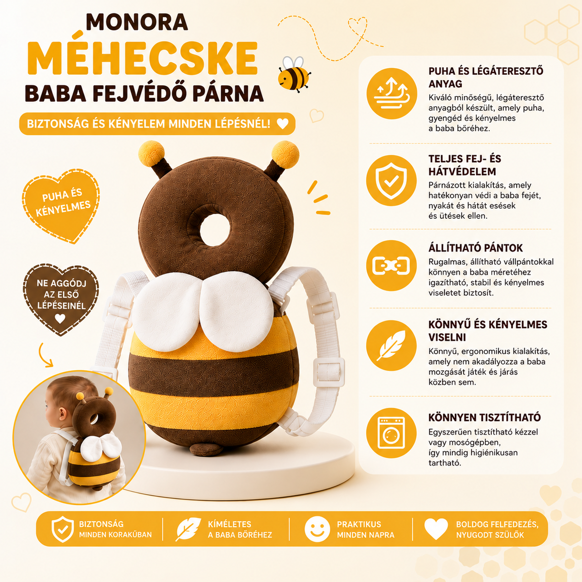 MONORA - Baba Fej- és Hátvédő Párna